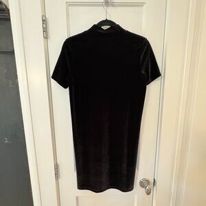 Madewell Black Stretch Velvet Mock Turtleneck dress Size S